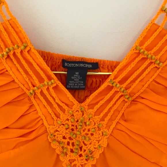 🧡Boston Proper Silk Wood Beaded Straps Women Top - Picture 7 of 10
